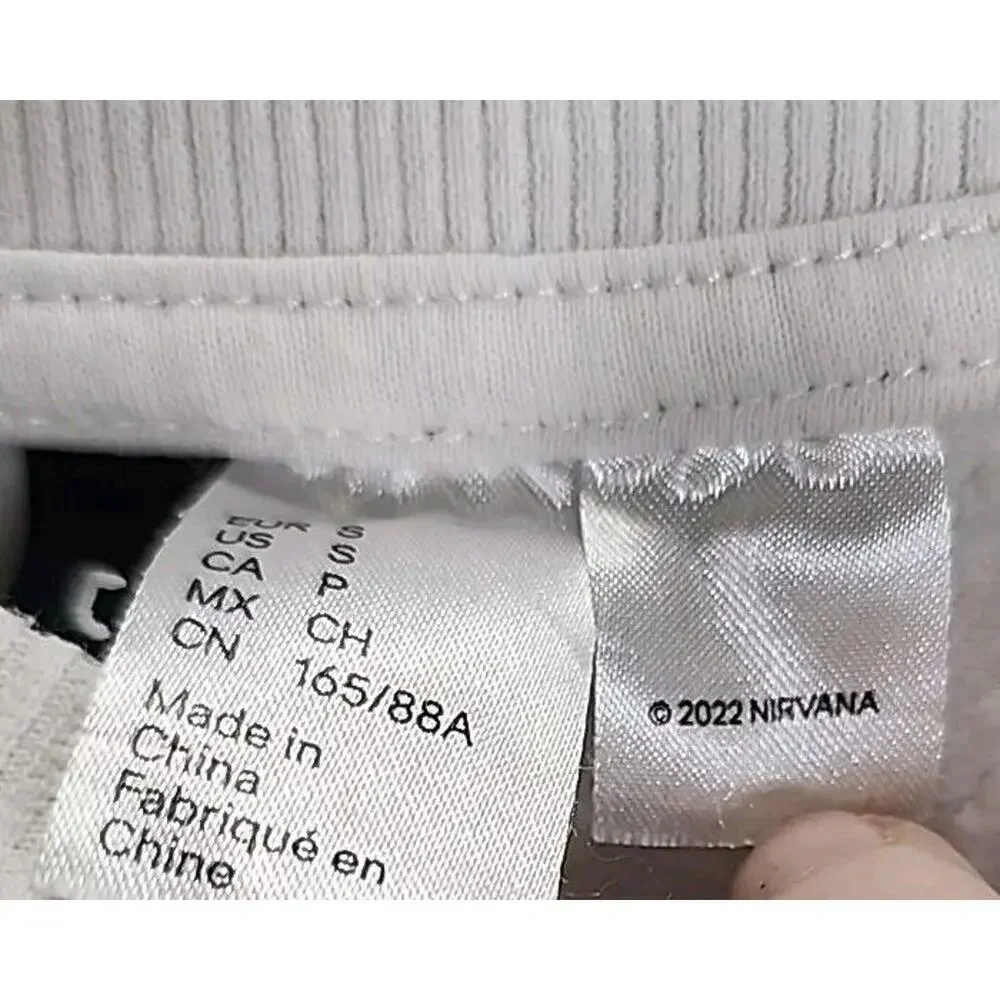 Nirvana Smiley Face Sweatshirt; Aesthetic White Rainbow Unisex Sweatshirt - Picture 4 of 6